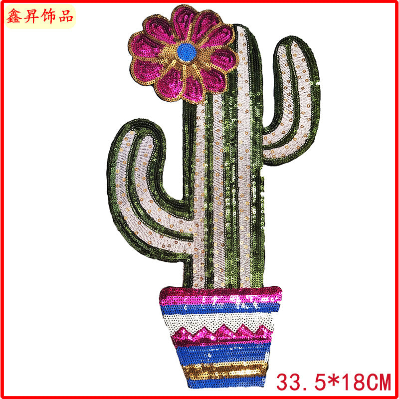 Wholesale  13pcs  Sequin embroidery clothing accessories cactus flower clothing accessories sequin embroidery towel embroidery cloth patch